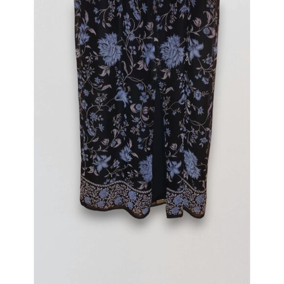 Ann Taylor LOFT Black and Blue Floral Dress Petite 4 Y2K - Picture 5 of 11